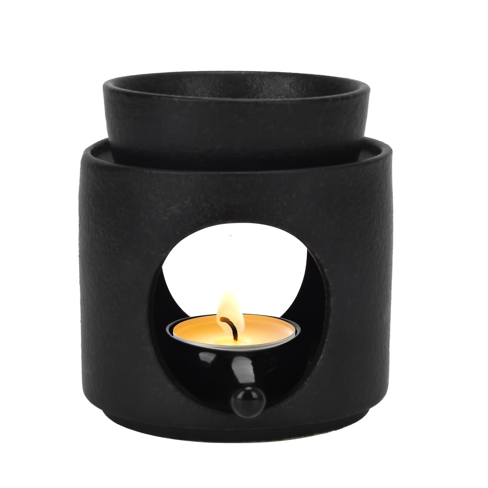 Black Wax Burner, Ceramic Tealight Warmer, Scented Oil Diffuser, Black Ceramic Tea Light Candle Holder