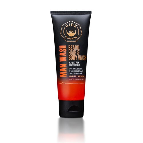 GIBS Grooming Man Wash - 3-in-1 Beard, Hair & Body Soap - Citrus Oak Basil Scent - Sulfate-Free & Nourishing