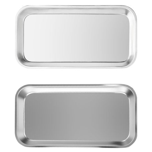 3PCS Stainless Steel Trays for Nail Tools – Rectangular Metal Organizer for Beauty Salon, Makeup, Tattoo, Dental Instruments – 22.5×12×2cm