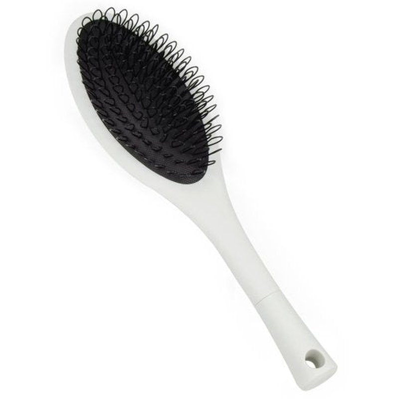 The Hair Shop Beige Loop Brush - Professional Ergonomic Detangler for 100% Remy Hair Extensions | Light Grey