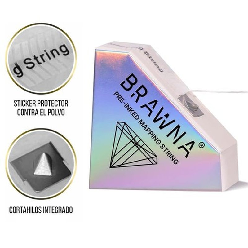 BRAWNA [ Upgraded Version ] 30 Meters White Brow Mapping string for Eyebrow Measuring - Microblading Supplies - PMU Kit - Brow Lamination Kit - Pre inked Mapping Thread