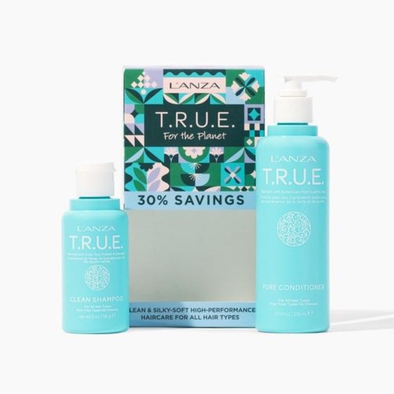 L'ANZA T.R.U.E. Duo Hair Kit - Anti-Frizz Clean Shampoo & Pure Conditioner Set | Vegan & Paraben-Free (2/8 Fl Oz)