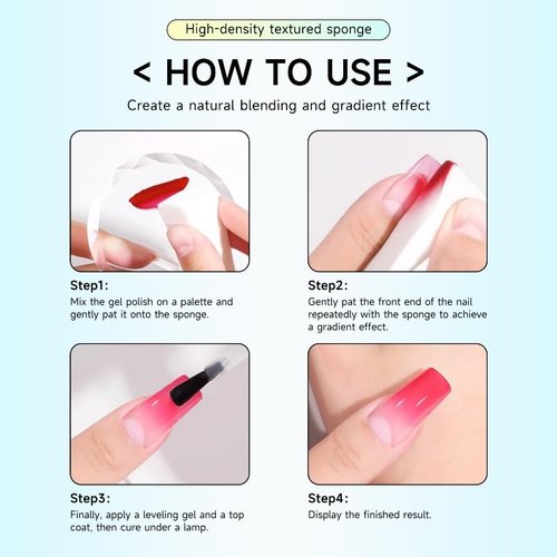 Aoboo Nail Sponges Set for Ombre Gel,Nail Art Tools Set-50Pcs Nail Sponges With Gold Grabbing Pen Nail Brush Cleaner Transparent Plastic Storage Box Used to Store Nail Art Tools