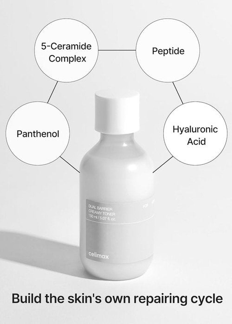 celimax Dual Barrier Trial Kit Travel Size, Gift Set | with Creamy Toner & Skin Wearable Cream, Travel Size, Mini-sized Gift Set, Ceramides, Peptide