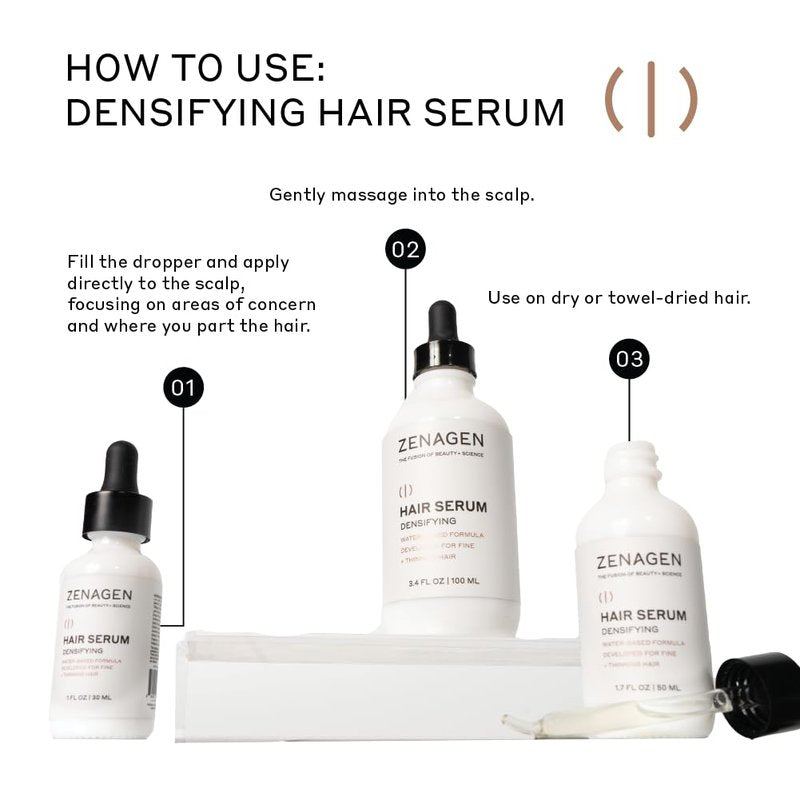 ZENAGEN Densifying Hair Serum - Boost Hair Density & Strengthen Follicles | Non-Greasy, Vegan Formula for All Hair Types