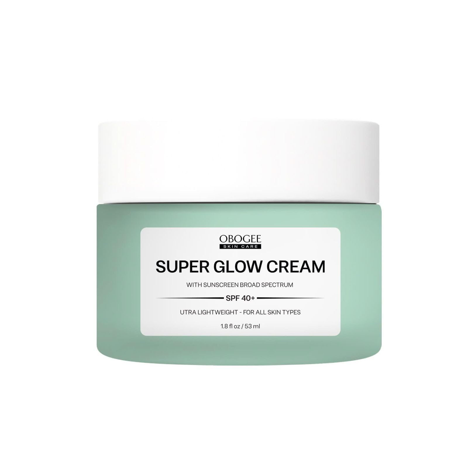OBOGEE Super Glow Cream with Sunscreen SPF 40+, Lightweight Face Moisturizer with Sun Protection, 5-in-1 Skin Care Benefits 1.8 oz