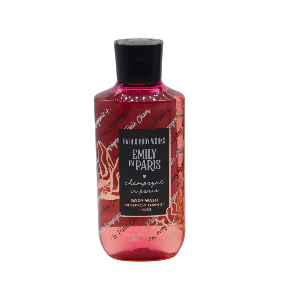 Bath & Body Works Emily in Paris CHAMPAGNE IN PARIS Fine Fragrance Mist & Body Wash 2pc Gift Set with a red bow for Holidays - Full Size