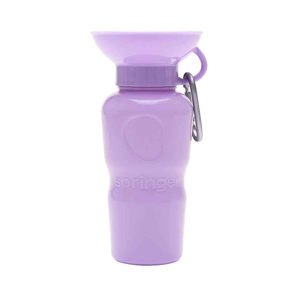 Springer Dog Water Bottle | Portable Travel Drinking Feeder Dispenser for Dogs & Puppies | As Seen on Shark Tank | Leak-Proof Bowl | BPA-Free | Outdoor Walking, Hiking & Travel | 22oz Lilac