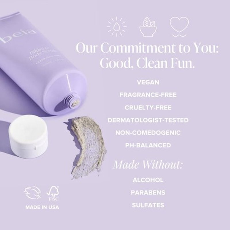 Beia Bikini & Body Scrub - Gentle Exfoliating Body Scrub with Glycolic Acid & Rice Extract - Fights Ingrown Hairs KP Bumps & Dry Skin - Hydrating & Soothing for Sensitive Skin 7.6 Oz