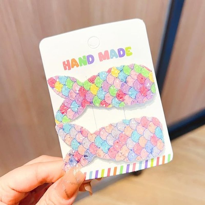 Lemeilleur 16 PCs Cute Mermaid Hair Clips for Girls, Glitter Mermaid No-clip Snap Hair Clips Barrettes Sequins Fish Tail Hairpin Multicolor Hair Accessories
