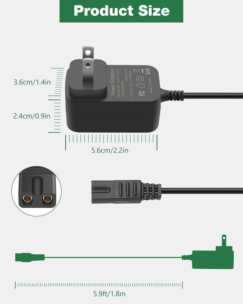 Wahl 2V Charger - Compatible Power Cord for 5-Star Series Clippers & Shavers | 5.9ft Length
