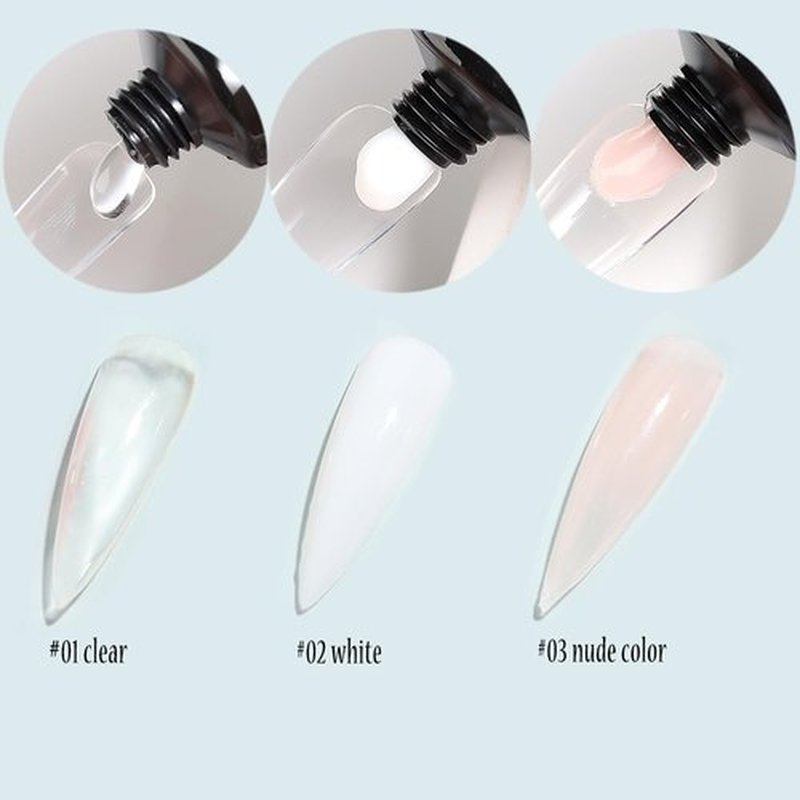 Fcozpjk Poly Extension Gel Nail Kit, Clear White Pink With Slip Solution Dual Builder Nail Forms, Clips for Poly Gel, Starter Kit for Home Manicure Set, Nude