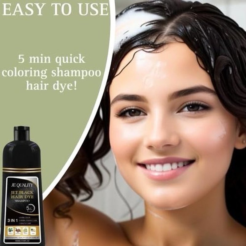 JE Quality Jet Black Hair Dye Shampoo, 17.6 Fl Oz (Pack of 1)