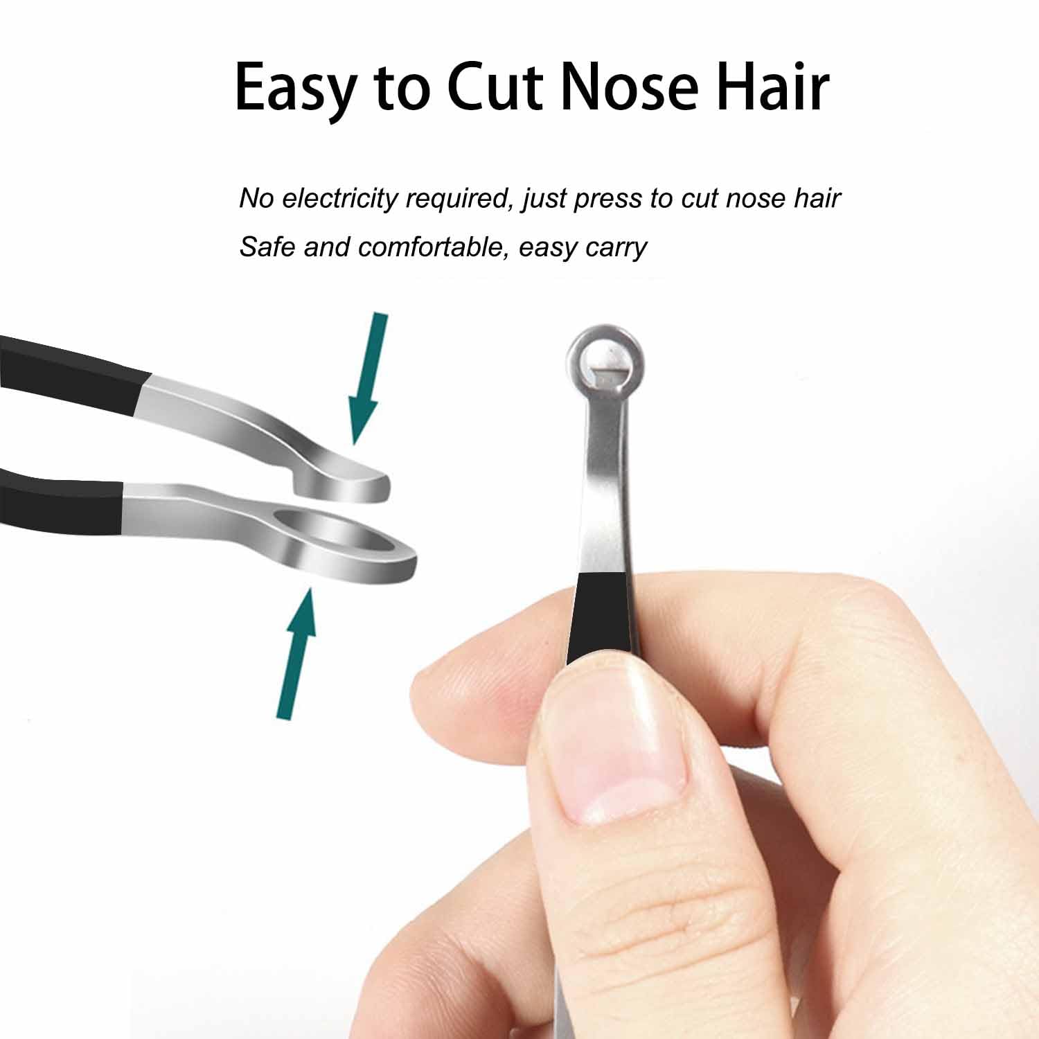 Liangery Manual Nose Hair Trimmer for Men Women- Stainless Steel Precision Blades, Leather Case, Tweezers Style Nasal Cutter, Eyebrow, Ear & Facial Grooming Tool (Tarnish)