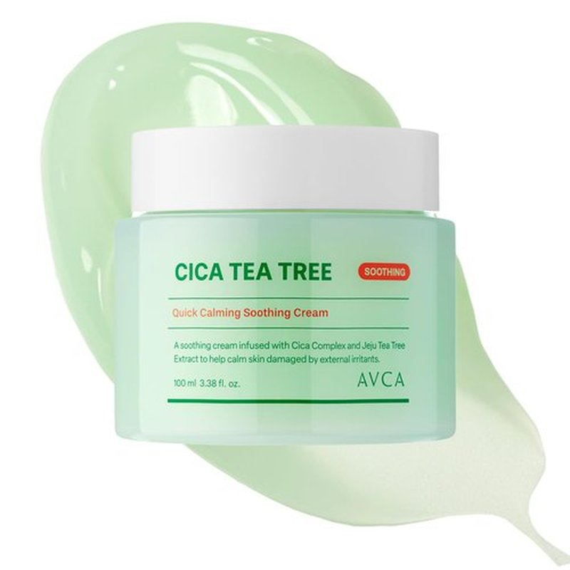 AVCA Quick Calming Cica Tea Tree Cream - Soothing Moisturizer for Sensitive Skin | 100ml (3.38 fl. oz)