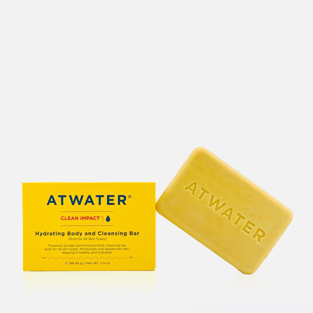 ATWATER Clean Impact Hydrating Body and Cleansing Bar, Moisturizing Deodorizing Soap for Body, Niacinamide, Aloe Vera & Tucuma Butter, Deep Cleansing Wash, Fresh Citrus Scent