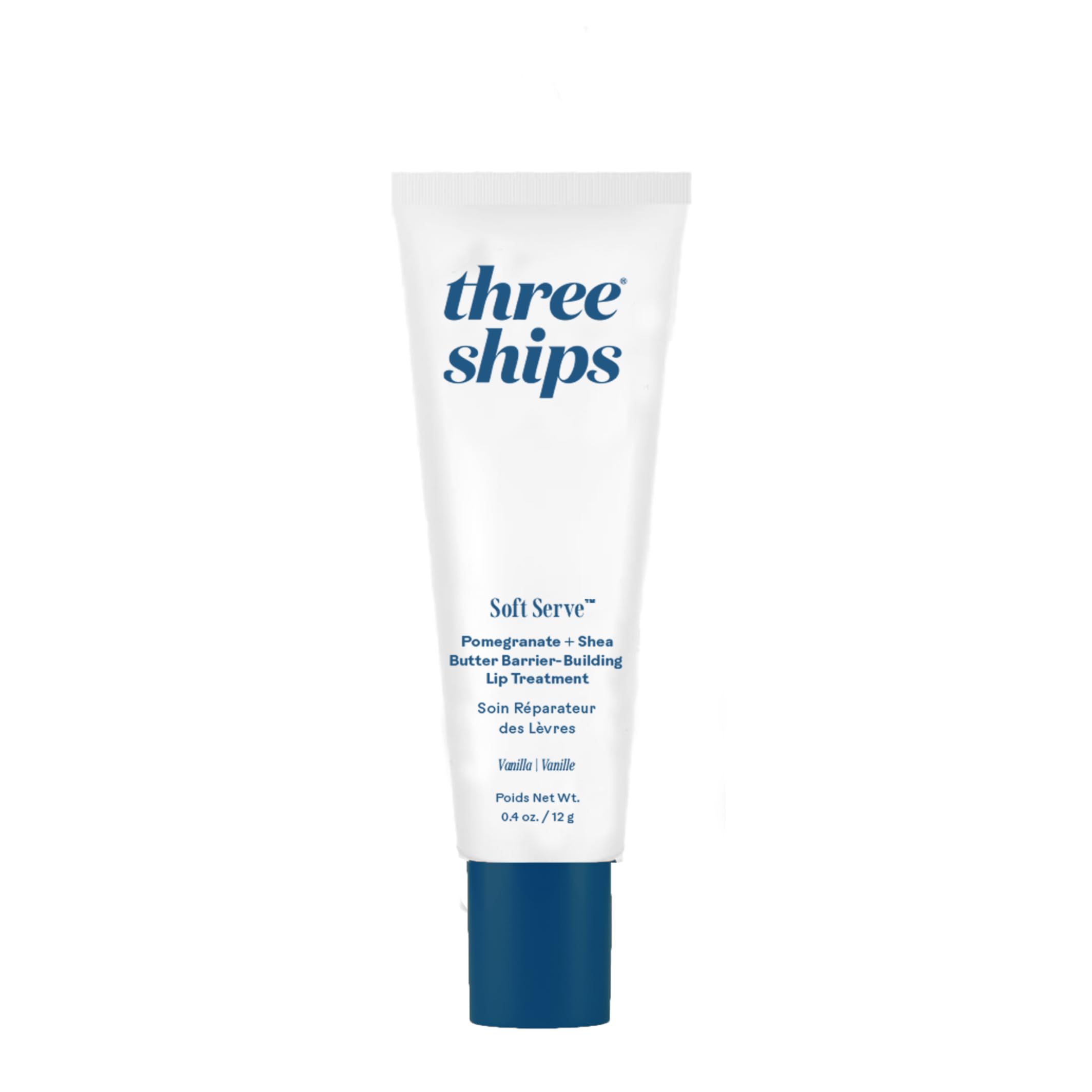 Three Ships - SoftServe Pomegranate + Shea Butter Barrier-Building Lip Treatment | Soften, Plump, Hydrate | Cruelty-Free, Vegan, Paraben-Free, Sensitive Skin Safe (12g | 0.4 oz)