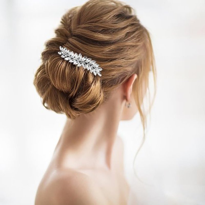3 Pieces Rhinestone Bridal Hair Clips Leaf Wedding Hair Pins Crystal Bobby Pins Silver Hairpin Jewelry Barrette for Brides Bridesmaids Flower Girls
