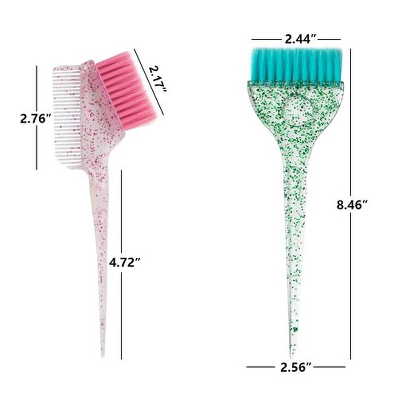KOENWEENI Hair Dye Brushes and Combs Set, 6pcs Multicolor Glitter Hair Tint Tools Kit for Home DIY Coloring and Salon Use
