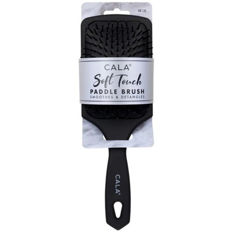 Cala Soft Touch Paddle Hair Brush - Shine Enhancing, Detangling, Anti-Breakage - Black, Unisex, All Ages