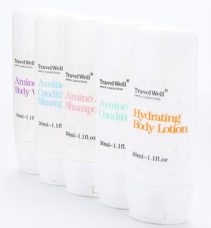 Travelwell Individually Wrapped Shampoo & Conditioner 2 in 1, Body Lotion, and Travel Soap Set | 25 Bottles + 25 Bars | Bulk Hotel Toiletries