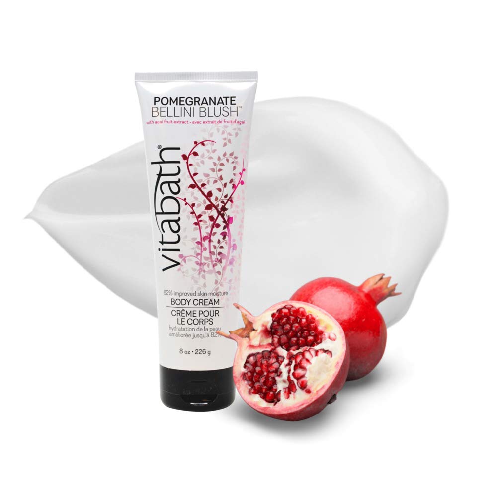 Vitabath Pomegranate Bellini Blush Moisturizing Body Cream - Soothing Hydration Vitamin & Nutrient Skin Care - Replenishing All Over Dry Skin Lotion Moisturizer for Women & Men - 8 Ounce