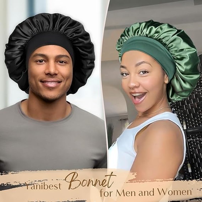 YANIBEST Silk Bonnet for Men Women Hair Bonnet for Sleeping Double Layer Satin Bonnet for Natural Curly Hair Unisex Sleep Cap, Royal Blue