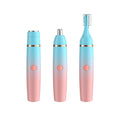 Erkot Nose Hair Trimmer for Men and Women, Eyebrow Trimmer, Electric Shaver Razor 3 in 1, Portable, Waterproof and Rechargeable for Ears, Face, Legs (Blue Pink)