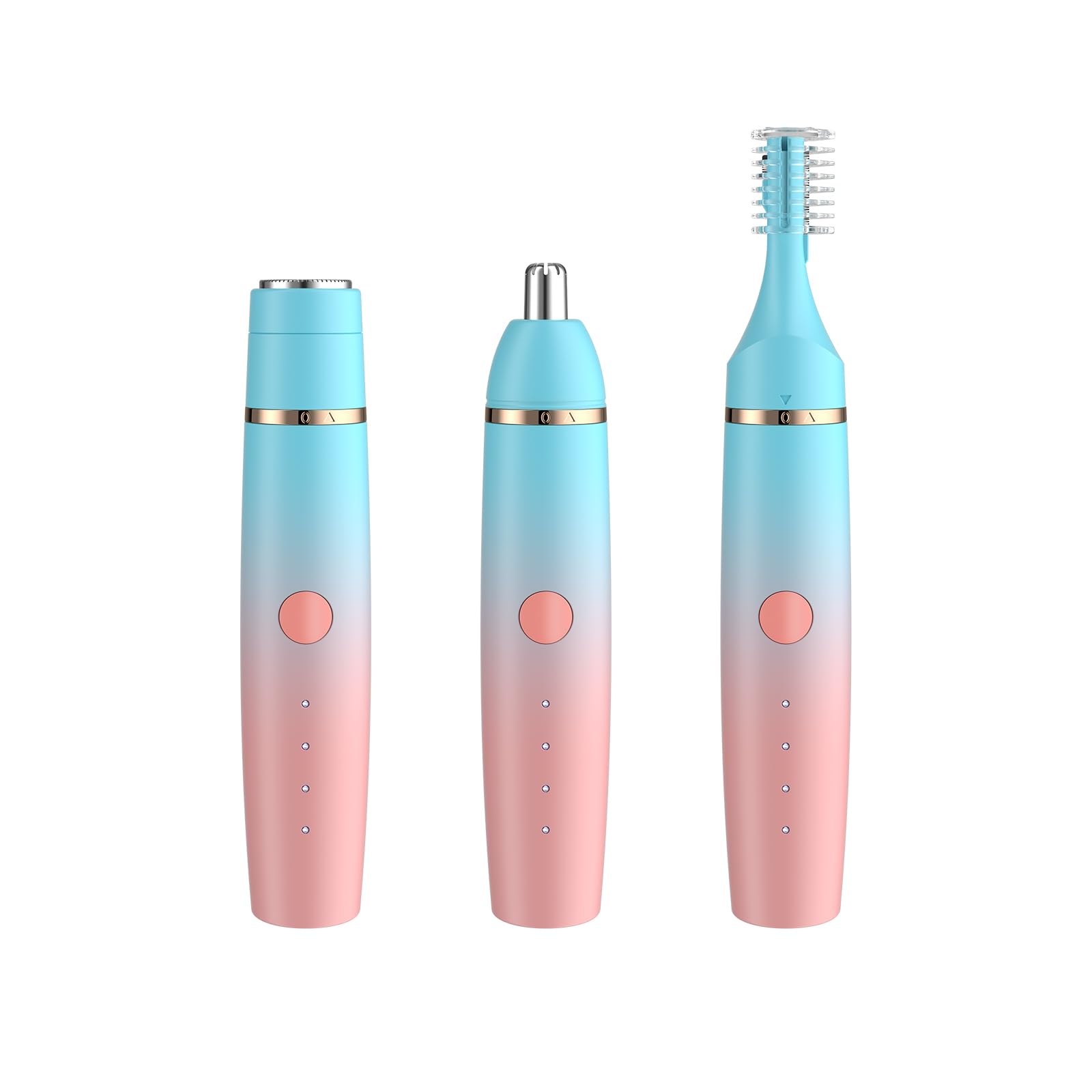 Erkot Nose Hair Trimmer for Men and Women, Eyebrow Trimmer, Electric Shaver Razor 3 in 1, Portable, Waterproof and Rechargeable for Ears, Face, Legs (Blue Pink)