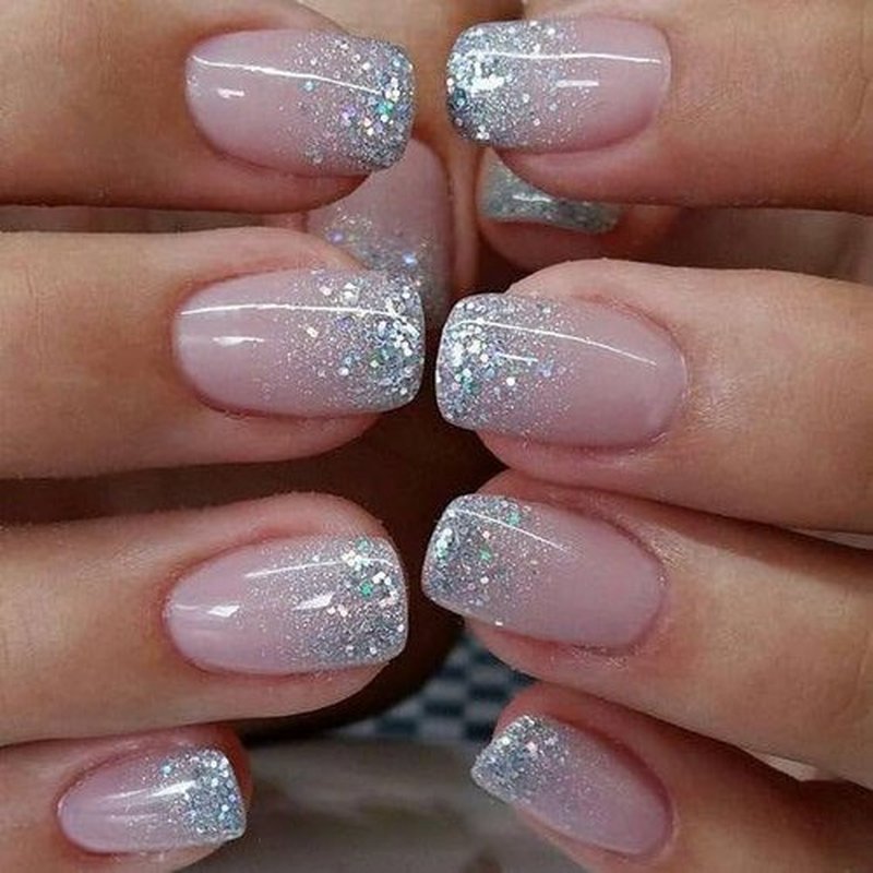 Curvlife 30pcs Short Press On Nails, Shining Stick on Fake Nails Design Glossy Acrylic Nails Tips Glue on Nails For Women False Nail Kit With Nail Glue