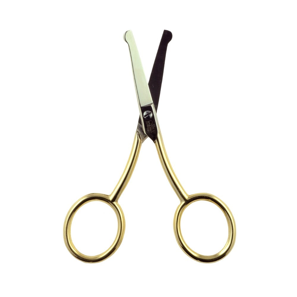 Camila Solingen CS06 Professional Hypoallergenic Gold Plated Rounded Safety Tip Scissors for Facial, Body & Nostril Hair. for Men Women & Kids. Made of Durable Carbon Steel in Solingen, Germany