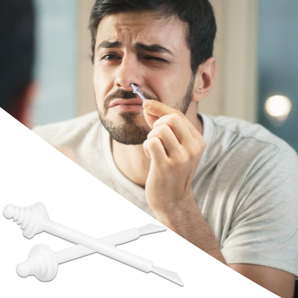 60pcs Nose Wax Applicators, Nose Wax Sticks, N-ose Hair W-ax Applicators, W-ax Sticks Applicator, for Nostril Cleaning and N-ose Hair Removal, Available for Men and Women(White,SIZE:60pcs)