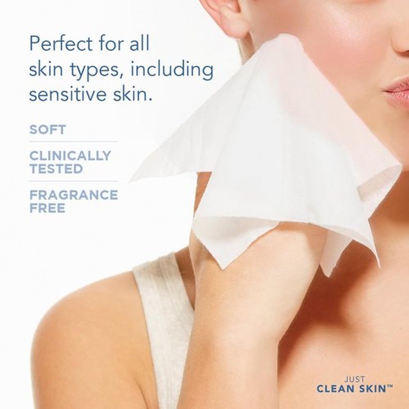 Just Clean Skin Dry Face Towels 50 Count | 10" x 11.5" Extra Large Disposable Dry Wipes | Plant-Based Viscose, 100% USDA Biobased | Makeup Remover Face Wipes | Ultra Soft Towelettes for Sensitive Skin