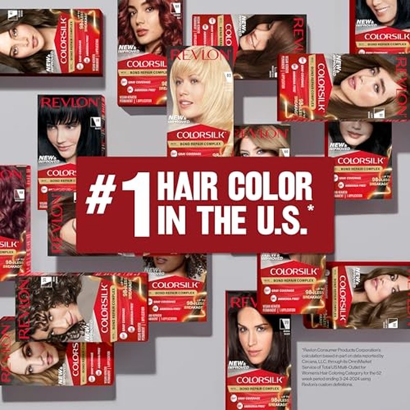 Revlon ColorSilk with Bond Repair Complex, Auburn Permanent Hair Color, 100% Gray Coverage, Ammonia Free Hair Dye, Vegan Keratin, 42 Medium Auburn (Pack of 3)