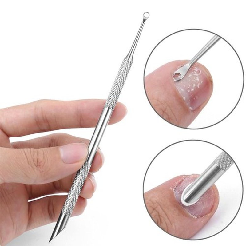 Circle Bevel Double-ended Nail Cuticle Pusher Tool Pre-polish Sandpaper Sheets Manicure Kit Stainless Steel Nail Pusher Cuticle Remover Self-adhesive Sand Paper Nail Art Dead Skin Removing Nail Tools