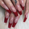 C.Z.Z.T.T.NAILS Hallonween Press On Nails [24pcs] Red Trapezoid French Fake Nails | Reusable ，Perfect Fake Nails for Women&Girls