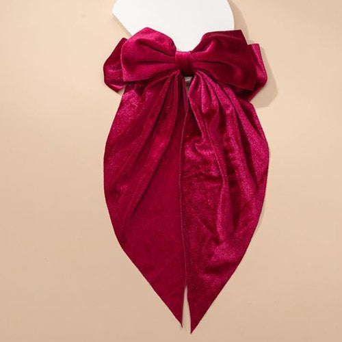 2PC Dark Red Velvet Hair Bows Hair Ribbon Clips Oversized Bowknot Hair Barrettes With Long Tail Vintage Hair Decoration Accessories for Women Girls Thick Curly Wavy Straight Hair