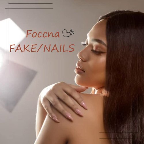 Foccna French Press on Nails Medium White Fake Nails Almond Glossy 3D Flower False Nail Tips Artificial Nails Finger Manicure for Women&Girls -24 pcs