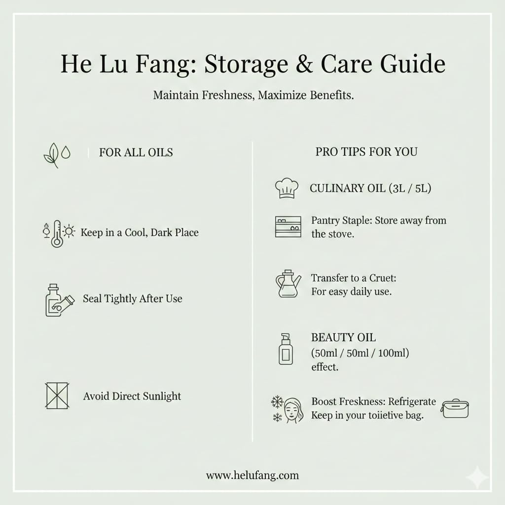 He Lu Fang Premium Camellia Seed Oil Gift Set - 100% Pure Cold Pressed Tea Seed Oil, 485°F High Smoke Point for Healthy Cooking, 80% Oleic Acid (Omega-9), 500ml x 2 Bottles