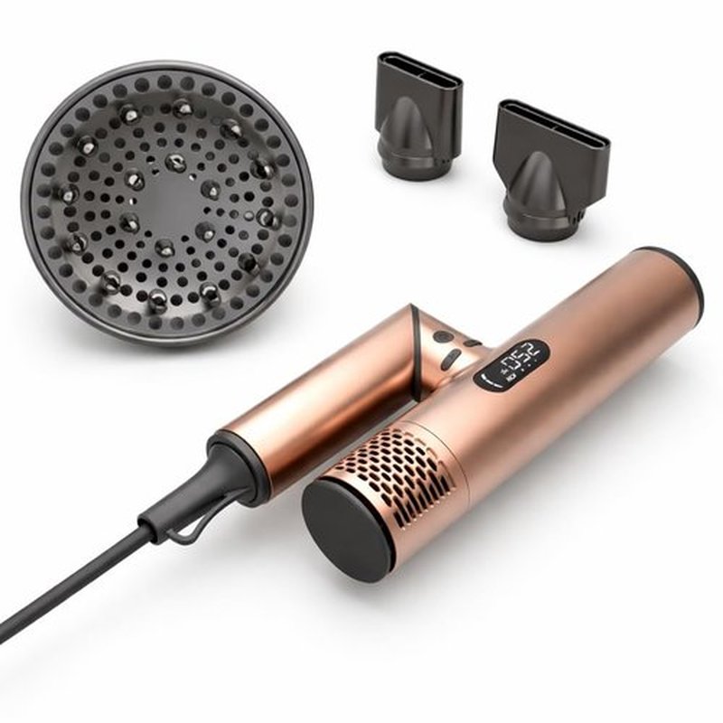 FusionHeat Dual Voltage Travel Hair Dryer with Magnetic Diffuser - 1500W High-Speed Ionic Blow Dryer, Worldwide 110V-240V, Ultra-Lightweight & Compact, Fast Drying with Smart Intelligent Heat Control