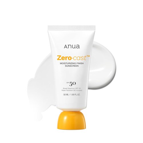 Anua Zero-Cast Moisturizing Sunscreen SPF 50 - Glow Natural Face Sunscreen with Hyaluronic Acid & Niacinamide | 1.69 fl oz