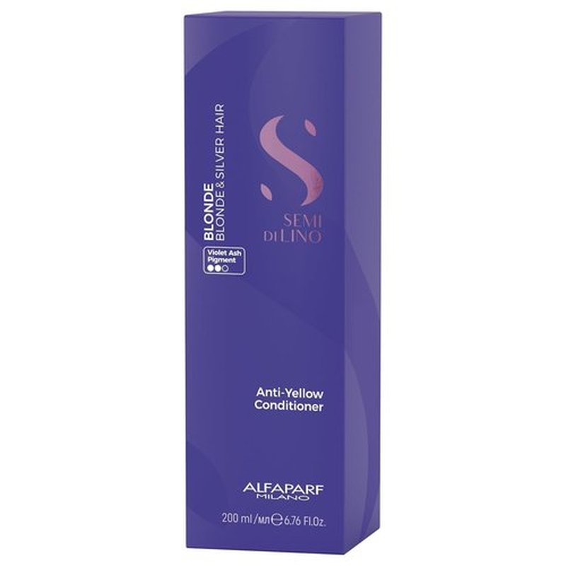 ALFAPARF MILANO Semi di Lino Color Depositing Purple Conditioner - Removes Yellow & Brassy Tones for Blonde, Platinum, Highlighted, Gray, & Silver Hair - Brightens, Moisturizes, Adds Shine
