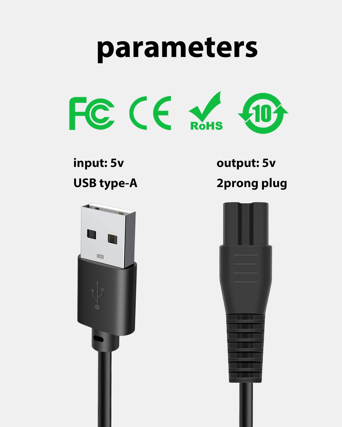 wotdmu 5V Charger Replacement for Pritech Charger Cord, USB Charging Cable Compatible with PRITECH Hair Trimmer PR-2888 with 1 Cleaning Brush, 3.3ft Power Cord
