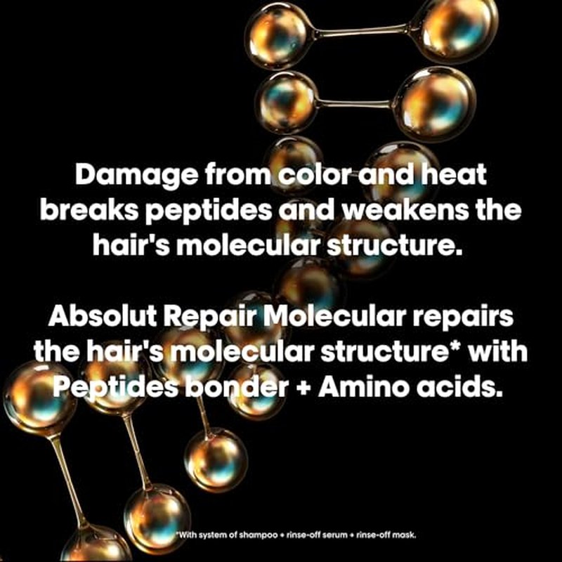 L'Oréal Professionnel Paris Absolut Repair Molecular Hair Mask - Repairs Damage & Restores Strength For Extremely Dry Damaged Hair, Extra Detangling & Hydration, Peptides Bonder