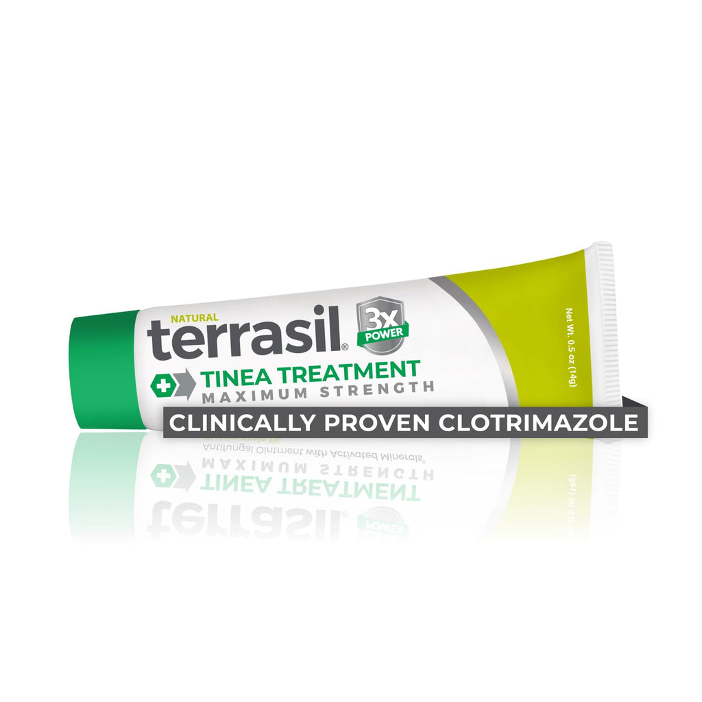 terrasil Tinea Versicolor Treatment Cream Max Strength, Antifungal Tinea Cream, Clinically Proven 1% Clotrimazole, Treats Most Ringworm & Fungal Infections, Soothing Relief of Itchy Dry Skin (.5oz)
