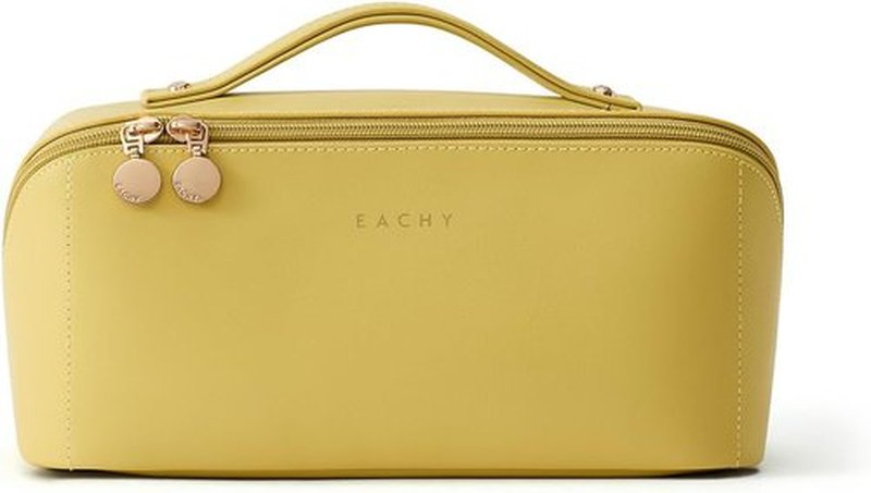 EACHY Travel Makeup Bag - Large Capacity Waterproof PU Leather Cosmetic Organizer for Skincare & Essentials
