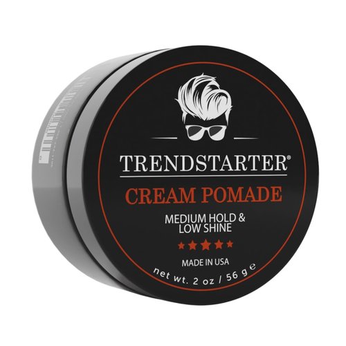 TRENDSTARTER Cream Pomade - Medium Hold, Low Shine | 2oz Travel Size Water-Based Hair Styling Solution
