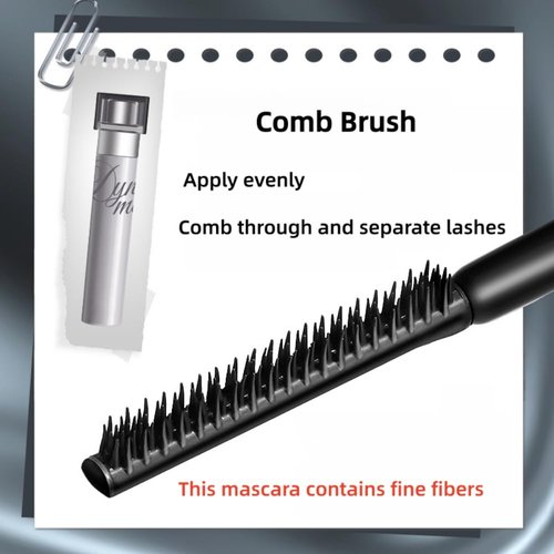 Skiennix Black Mascara - Comb Brush for Defined, Volume & Lengthening Lashes | Smudge-Proof, Waterproof