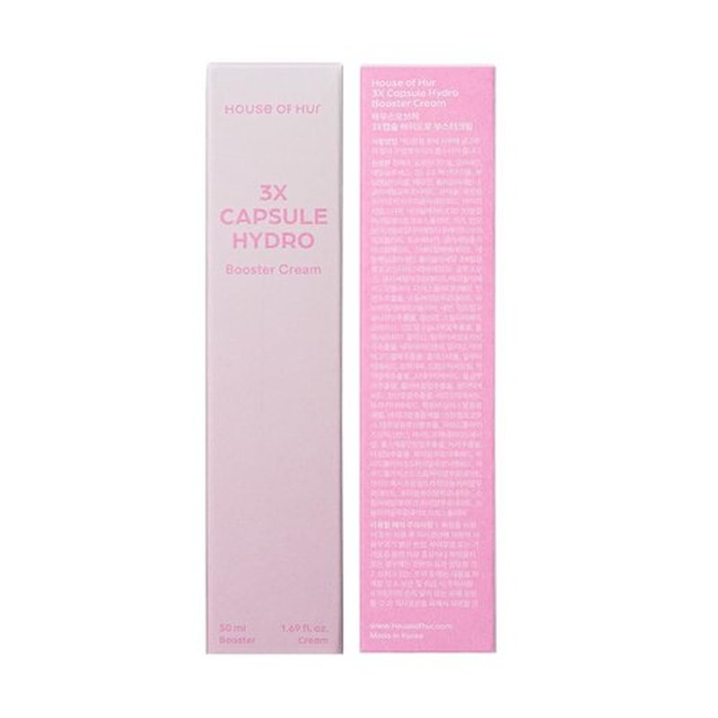 House of Hur 3X Capsule Hydro Booster Cream – 3-in-1 Hydrating Gel Cream + Primer – 8 Types Hyaluronic Acid, Hibiscus Collagen, Thyme + Green Tea – Non-Greasy – Korean Skincare – 1.69 fl oz (50 ml)