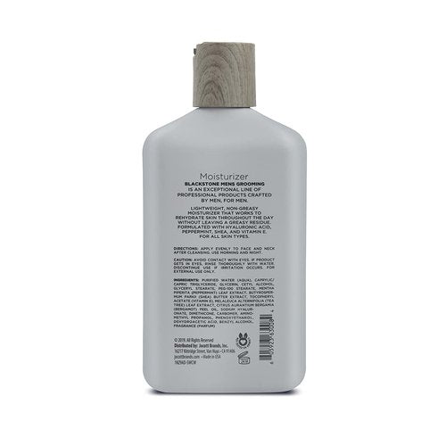 Blackstone Men's Grooming Refresh Facial Moisturizer with Vitamin E, Peppermint & Hyaluronic Acid - Lightweight & Non-Greasy | Restores Dry Skin, Paraben Free, Sandalwood (8 oz)